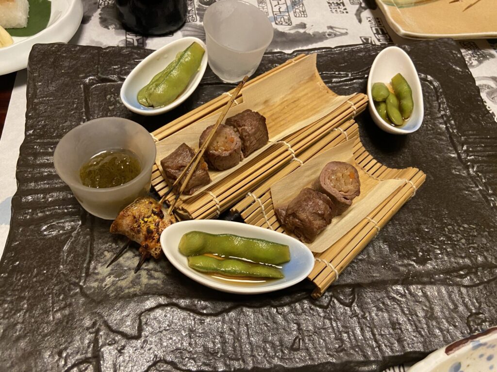 定山渓ふる川の夕食（お肉）